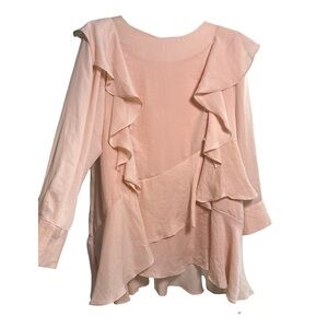 Sister Jane Blush Pink Ruffle Chiffon Blouse S Romantic Feminine Oversized
